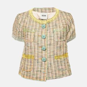 Moschino Cheap And Chic Multicolor Tweed Short Sleeve Jacket L